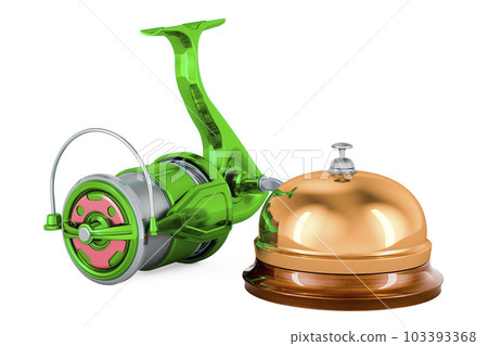 Spinning reel with reception bell. 3D rendering 103393368