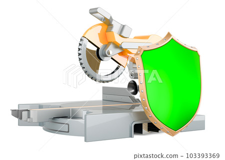 Table circular saw with shield. 3D rendering 103393369