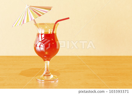 Tropical cocktail on the wooden table, 3D rendering 103393371