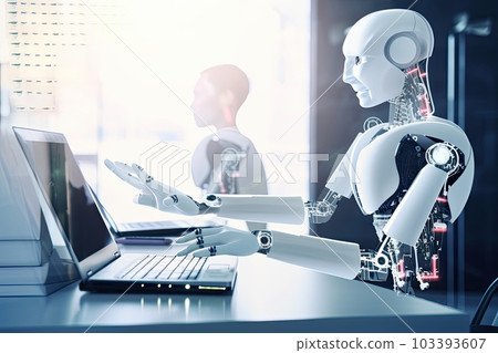 AI chat bot chat with businessman, smart solution to solving business task 103393607