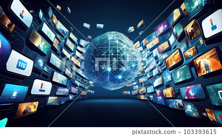 Digital contents concept. Social networking service. Streaming video. NFT. Ai generative 103393615