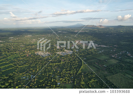 Green Nicaragua landscape with mountains 103393688