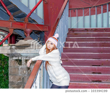 Portrait of Asian Taiwanese Woman in a beanie 103394199