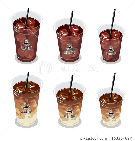 冰咖啡和拿鐵等距矢量圖 103394687