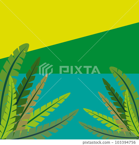 Painted tropical exotic vector bright leaves of abstract flowers in cartoon style. 103394756