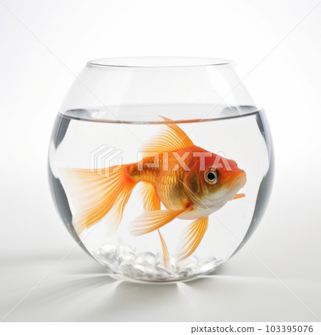 The beauty of nature captured in a clear glass bowl, showcasing a vibrant and lively goldfish. AI Generative. 103395076