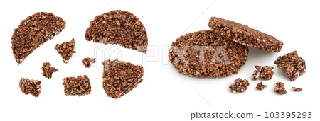 amaranth cookies with carob isolated on white background. Healthy food. Top view. Flat lay amaranth cookies with carob isolated on white background. Healthy food. Top view. Flat lay 103395293