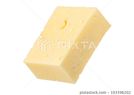 Big piece of cheese isolated on white background. Cheese for pizza. A piece of cheese cut into rectangles on a white background, close-up. Insert into a design or project. Big piece of cheese isolated on white background. Cheese for pizza. A piece of cheese cut into rectangles on a white background, close-up. Insert into a design or project. 103396202