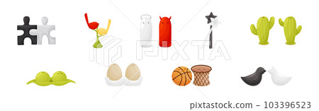 Salt and Pepper Shaker or Pot as Ceramic Shaped Condiment Dispenser Vector Set 103396523