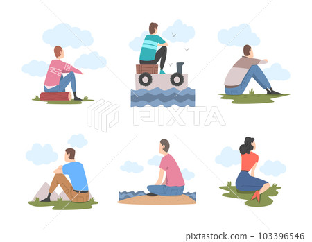 People Characters Looking Ahead as into Bright Future Vector Illustration Set 103396546