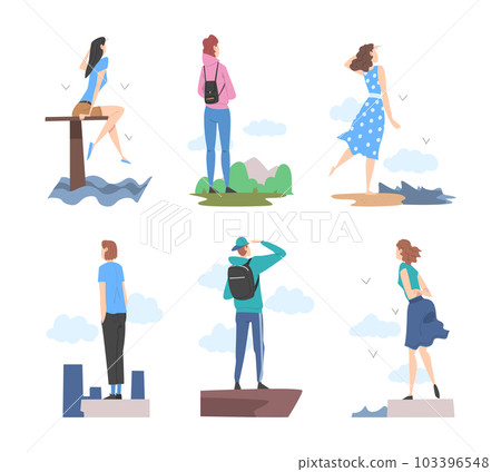 People Characters Looking Ahead as into Bright Future Vector Illustration Set 103396548