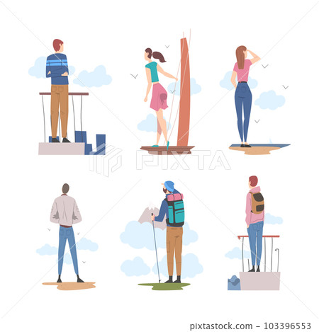 People Characters Looking Ahead as into Bright Future Vector Illustration Set People Characters Looking Ahead as into Bright Future Vector Illustration Set 103396553