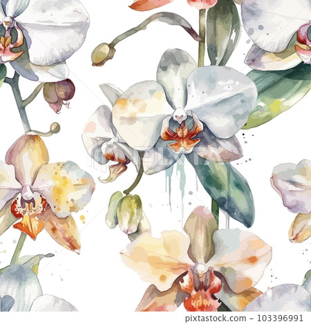 Watercolor background orchid. Seamless pattern. Vector illustration 103396991