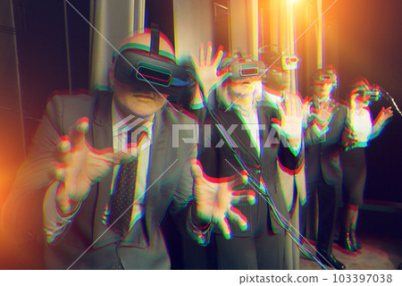 Businessman using vr technology. Toned image 103397038