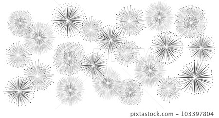 Pattern illustration of fireworks. Fashionable and simple monochrome pattern. 103397804