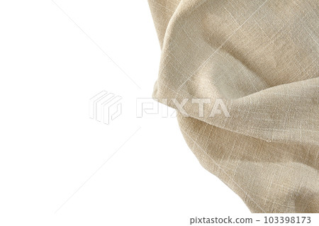 Rough beige linen napkin isolated on white background 103398173