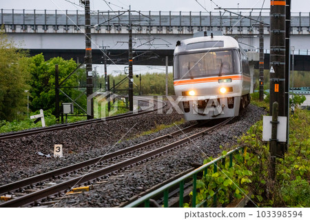 [Kansai Main Line] Nanki No. 84 runs through the double-track section in the rain 103398594