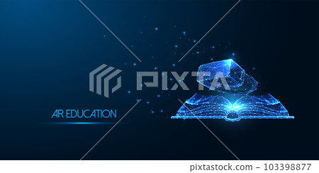 Augmented reality AR, immersive learning, future education concept with open book and VR glasses Augmented reality AR, immersive learning, future education concept with open book and VR glasses 103398877