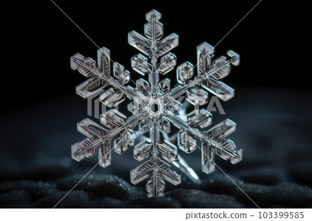 close-up of a snowflake, with its intricate and unique symmetrical design visible, created with generative ai close-up of a snowflake, with its intricate and unique symmetrical design visible, created with generative ai 103399585
