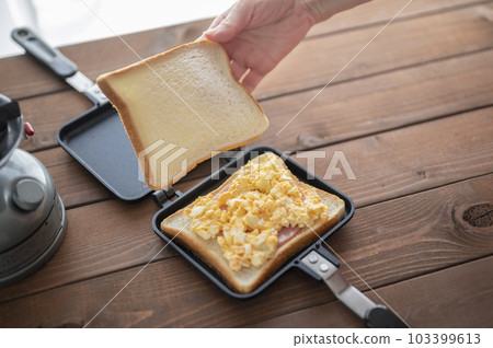 Prepared egg ham hot sandwich Prepared egg ham hot sandwich 103399613