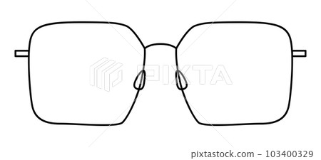 Barely There Rectangle frame glasses fashion accessory illustration. Sunglass front view Men, women, unisex silhouette Barely There Rectangle frame glasses fashion accessory illustration. Sunglass front view Men, women, unisex silhouette 103400329