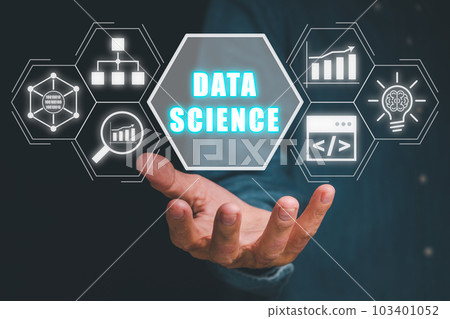 Data science and deep learning. Artificial intelligence, Analysis. Internet and modern technology concept. 103401052