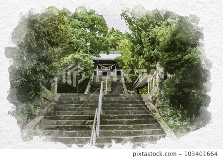 Watercolour-style Nagasaki Oura Suwa Shrine approach Nagasaki City, Nagasaki Prefecture 103401664