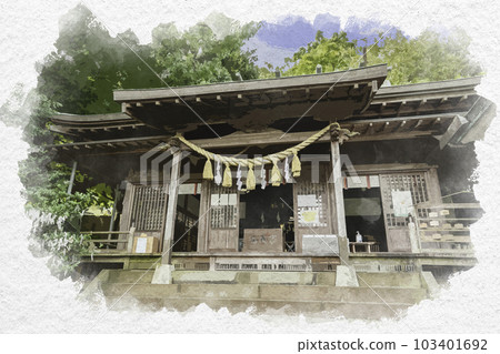 水彩風格的長崎大浦諏訪神社禮拜堂 長崎縣長崎市 103401692