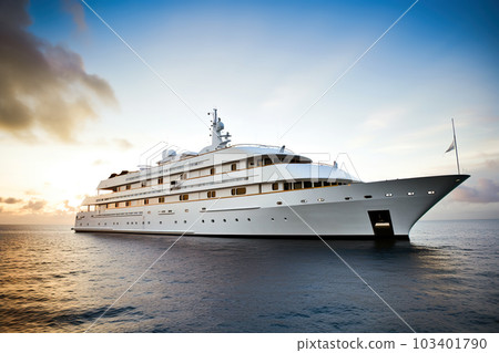 Luxury motor yacht in sea, super expensive boat like ship, generative AI. 103401790