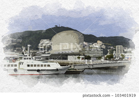 Watercolor style Nagasaki Nagasaki Port Terminal Nagasaki City, Nagasaki Prefecture 103401919