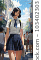 High school girl walking in the crowd 103402303