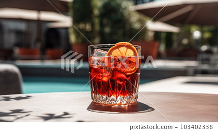 Summer refreshing drink Cosmopolitan, Aperol Spitz, Amalfi Spitz, Pink Grapefruit Spitz with ice. Glass popular Spritz cocktail 103402338