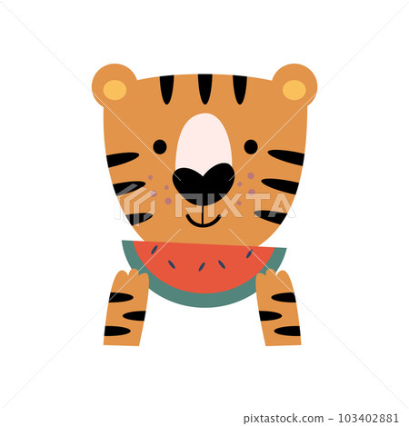 Tiger with summer costume . Wildlife animals . Vector illustration . 103402881