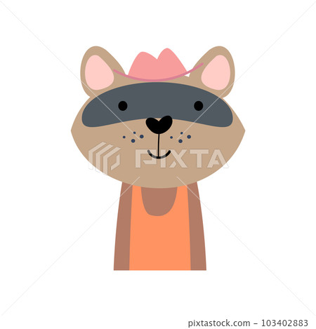 Raccoon with summer costume . Wildlife animals . Vector illustration . Raccoon with summer costume . Wildlife animals . Vector illustration . 103402883