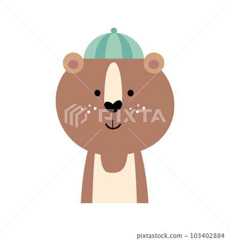 Bear with summer costume . Wildlife animals . Vector illustration . Bear with summer costume . Wildlife animals . Vector illustration . 103402884