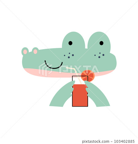 Crocodile with summer costume . Wildlife animals . Vector illustration . Crocodile with summer costume . Wildlife animals . Vector illustration . 103402885