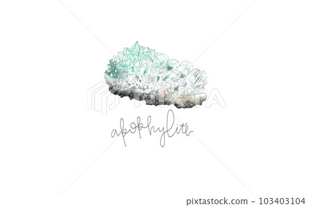 Apophyllite hand drawn watercolor illustration 103403104