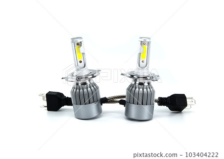 Vehicles H4 LED headlight bulbs isolated on white Vehicles H4 LED headlight bulbs isolated on white 103404222