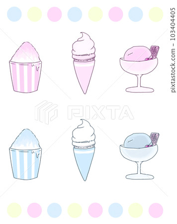 Summer cold sweets, shaved ice, soft serve and ice cream 103404405