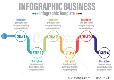 Business vector infographic with 6 steps,six options, parts or processes for presentation 103404718