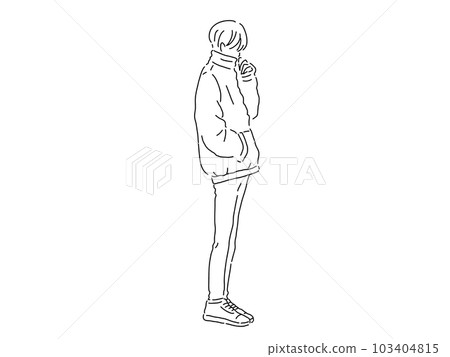 一個酷男人的簡單線條畫/手繪插畫素材 一個酷男人的簡單線條畫/手繪插畫素材 103404815