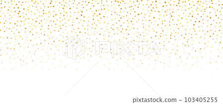 Golden falling confetti background. Repeating gold glitter pattern. Yellow, orange and golden dots wallpaper. Celebration party decoration. Vector backdrop  103405255