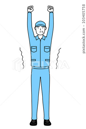 Senior men in hats and work clothes stretching by stretching (managers, managers, bosses) 103405758