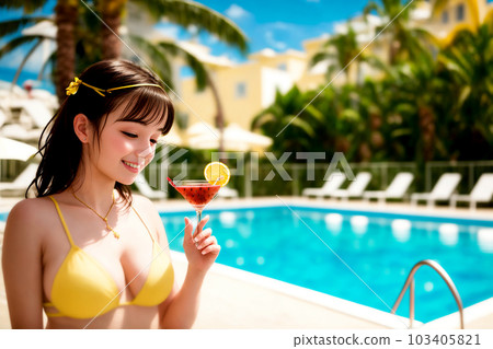 人工智能生成的圖像/人/池畔女人和水果雞尾酒 9 人工智能生成的圖像/人/池畔女人和水果雞尾酒 9 103405821