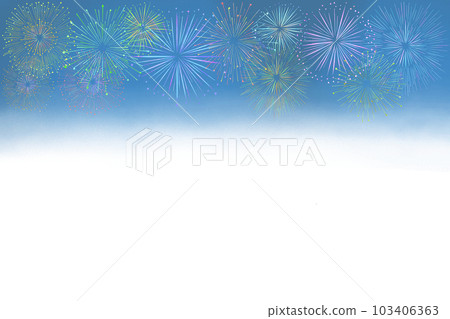 時尚的煙花匯演水彩畫框。 時尚的煙花匯演水彩畫框。 103406363