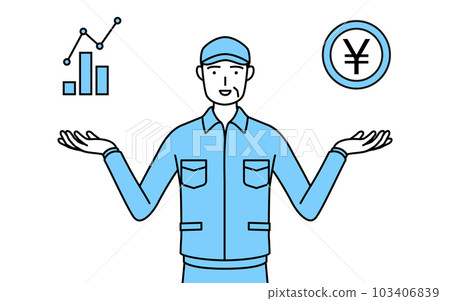 An image of DX, a senior man in a hat and work clothes (manager, manager, boss) who guides the improvement of performance and sales 103406839