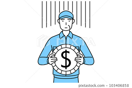 Image of exchange loss and weak dollar, senior man in hat and work clothes (manager, manager, boss) Image of exchange loss and weak dollar, senior man in hat and work clothes (manager, manager, boss) 103406858