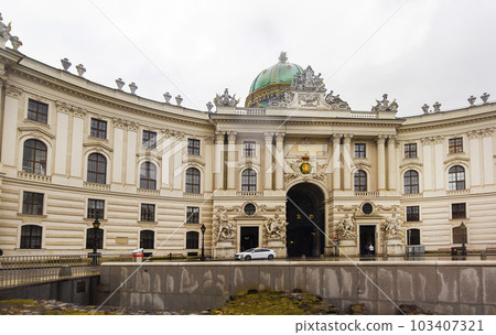 Entrance to the Hofburg Imperial Palace in Vienna, Michaelertor, Austria. May 2023 Entrance to the Hofburg Imperial Palace in Vienna, Michaelertor, Austria. May 2023 103407321