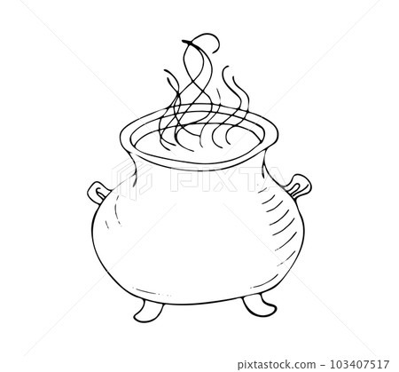 Hand drawn magic cauldron vector illustration. 103407517