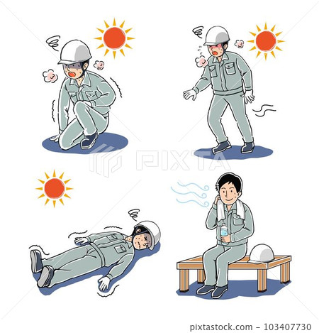 工人中暑蹲著跌倒休息 工人中暑蹲著跌倒休息 103407730